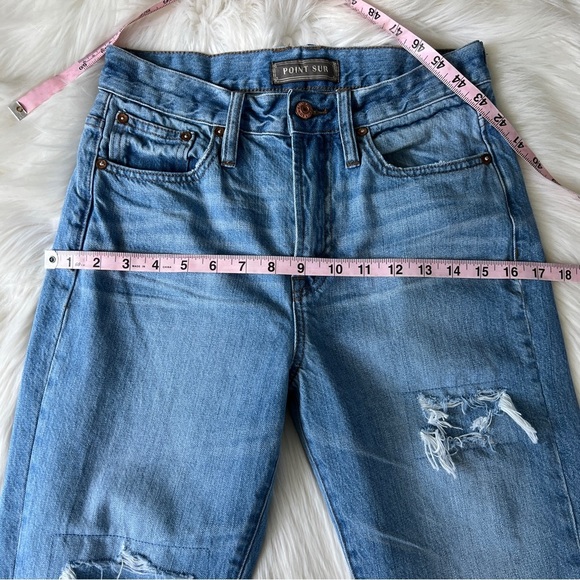 J. Crew Point Sur High Rise Retro Denim Distressed Light Wash Raw Hem Size 26 - Picture 15 of 16